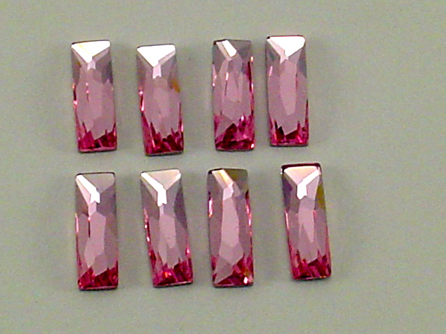 12 pcs. 12x4mm  COSMIC BAGUETTE LIGHT ROSE HOTFIX European Rhinestones